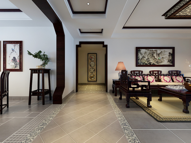 現(xiàn)代四合院走廊設計效果圖 現(xiàn)代中式四合院過道設計效果