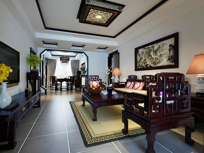 現(xiàn)代四合院客廳設計 現(xiàn)代中式四合院別墅設計